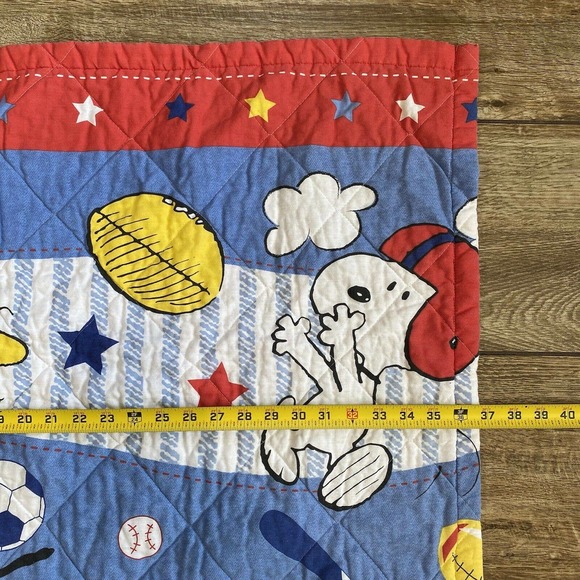 Vintage Peanuts Gang Baby Snoopy Sports Baby/Toddler Crib Blanket - Picture 7 of 8